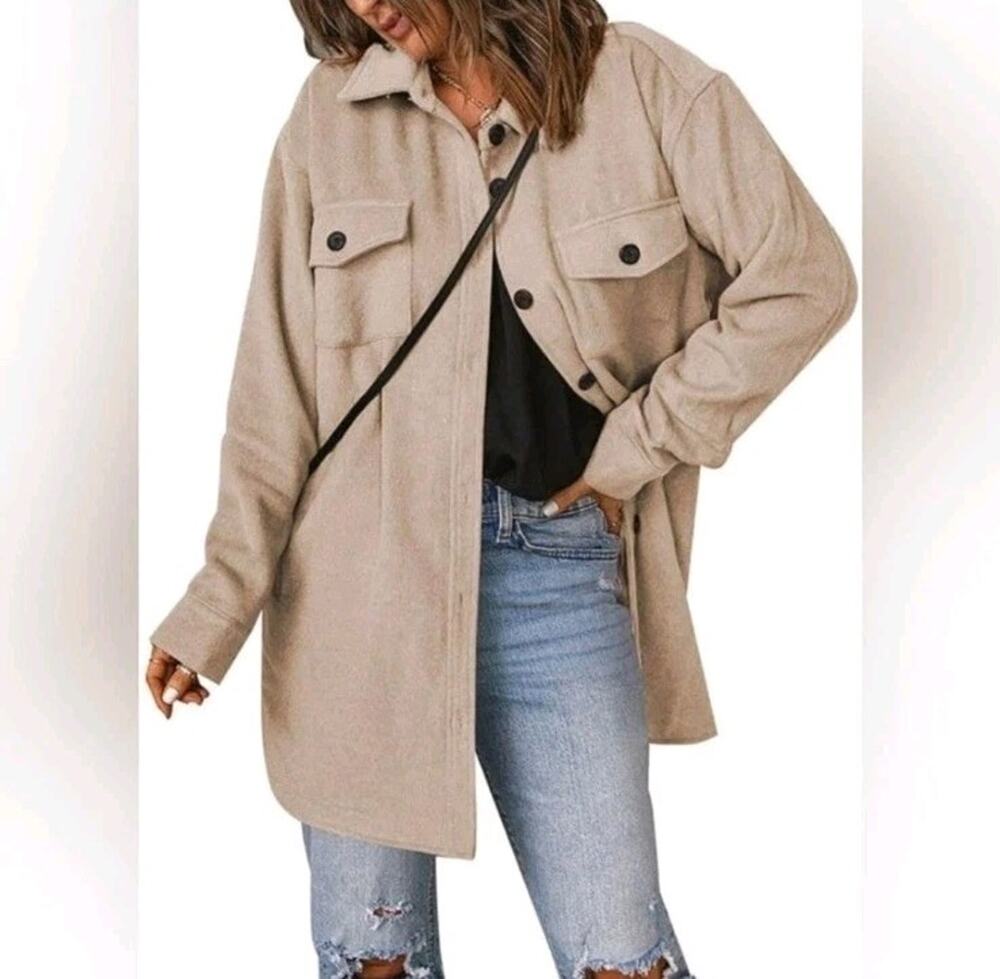 Zara Tan Beige Shacket Jacket Size M Oversized Relaxed Gorpcore Granola Neutral